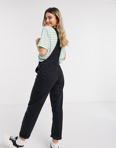 Черный выбеленный джинсовый комбинезон ASOS DESIGN