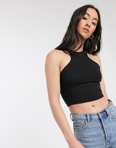 Черный кроп-топ с вырезом-борцовка ASOS DESIGN