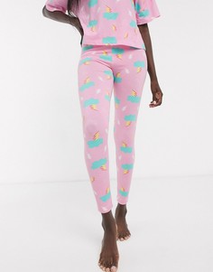 Трикотажные леггинсы от комплекта с принтом молний ASOS DESIGN-Розовый