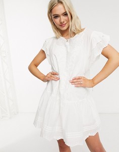 Свободное платье мини цвета слоновой кости с вышивкой Cleobella-Белый