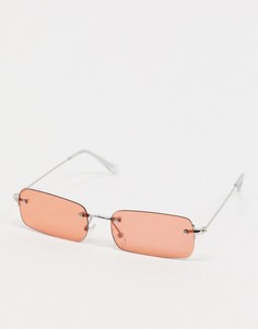 Серебристые солнцезащитные очки в стиле 90-х без оправы ASOS DESIGN-Серебряный