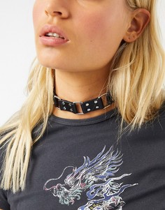 Чокер из искусственной кожи с заклепками ASOS DESIGN-Серебряный