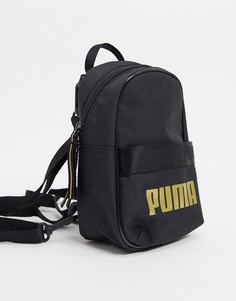 Черный рюкзак с золотистым логотипом Puma