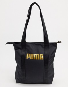 Черная сумка-шоппер с логотипом на ручках Puma-Черный