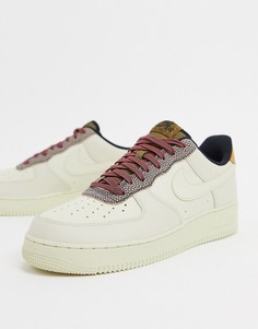 Кроссовки с бежевыми вставками Nike Air Force 1 07 LV8 4SP20-Бежевый