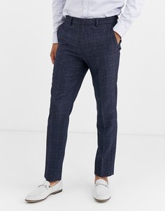 Темно-синие строгие брюки скинни в клетку Burton Menswear-Темно-синий