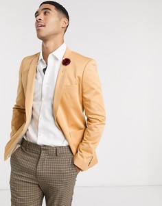 Супероблегающий хлопковый пиджак бежевого цвета ASOS DESIGN wedding-Светло-коричневый