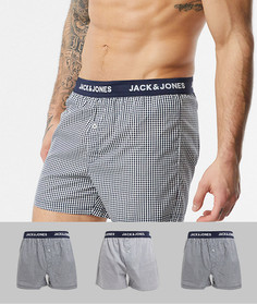 Набор из 3 синих тканых боксеров Jack & Jones-Темно-синий