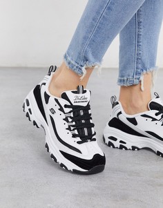 Белые кроссовки на массивной подошве Skechers-Белый
