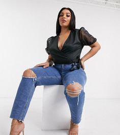 Узкие джинсы в винтажном стиле из переработанных материалов ASOS DESIGN Curve Farleigh-Синий