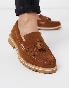 Светло-коричневые замшевые лоферы с кисточками для широкой стопы Ben Sherman-Светло-коричневый