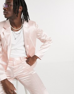 Светло-бежевый приталенный пиджак с кантом ASOS DESIGN