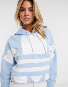 Голубой короткий худи с логотипом-трилистником adidas Originals-Синий