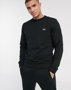 Черный свитшот с круглым вырезом и логотипом Lacoste