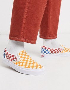 Кеды-слипоны в клетку Vans-Мульти