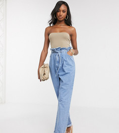 Зауженные джинсы с присборенным поясом ASOS DESIGN Tall-Синий