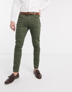 Джинсы скинни в клетку ASOS DESIGN-Зеленый