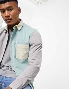 Классическая вельветовая рубашка со вставками пастельных оттенков ASOS DESIGN-Розовый