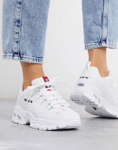 Белые кроссовки на массивной подошве Skechers-Белый