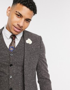 Темно-серый супероблегающий фактурный пиджак в крапинку ASOS DESIGN wedding