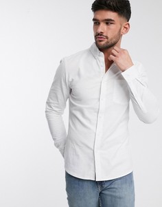 Белая оксфордская рубашка скинни из органического хлопка ASOS DESIGN-Белый