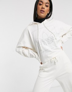 Худи белого цвета с логотипом-трилистником из стразов adidas Originals Fakten-Белый