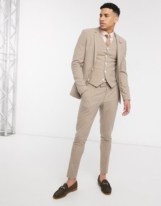 Бежевый фактурный приталенный пиджак ASOS DESIGN wedding-Светло-коричневый