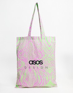 Сумка-тоут из органического хлопка с принтом "зебра" ASOS DESIGN-Мульти