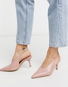 Розовые туфли на каблуке с ремешком через пятку Topshop-Розовый