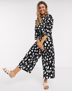 Комбинезон с монохромным анималистичным принтом и поясом ASOS DESIGN-Мульти