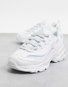 Бело-серебристые кроссовки на массивной подошве Skechers DLites Fash-Белый