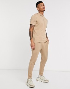 Бежевые фактурные джоггеры скинни от комплекта ASOS DESIGN-Бежевый