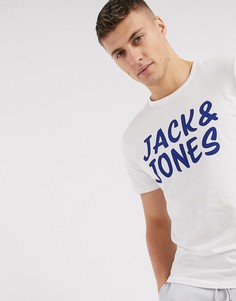 Футболка с большим логотипом бренда Jack & Jones-Белый