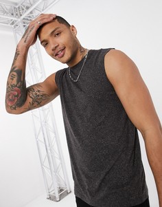 Черная майка с добавлением льна ASOS DESIGN-Черный