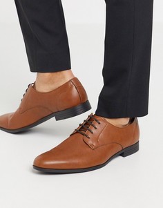 Светло-коричневые кожаные дерби Burton Menswear-Светло-коричневый