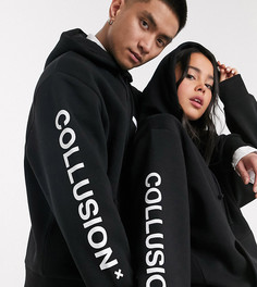 Худи черного цвета с логотипом COLLUSION Unisex-Черный