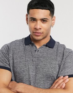 Двуцветное меланжевое поло из пике Calvin Klein-Темно-синий