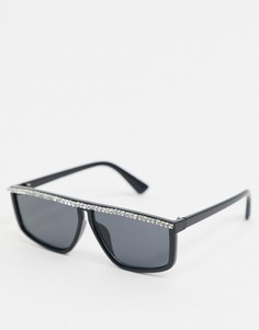 Черные солнцезащитные очки в квадратной оправе со стразами ASOS EDITION-Черный