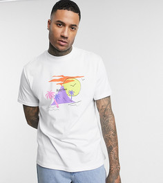 Свободная футболка с принтом на спине и отворотами на рукавах ASOS DESIGN Tall-Белый