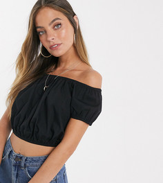 Черный хлопковый топ с открытыми плечами ASOS DESIGN Petite