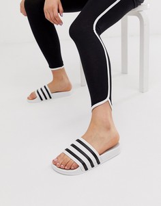 Черно-белые шлепанцы adidas Originals Adilette-Белый