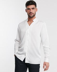 Сатиновая приталенная рубашка ASOS DESIGN Premium-Белый
