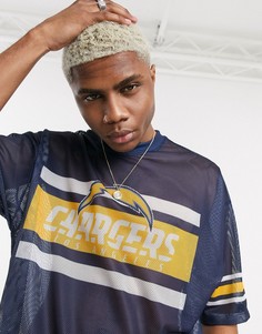 Сетчатая oversized-футболка с принтом "chargers" ASOS DESIGN NFL-Темно-синий