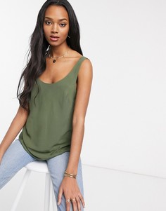 Топ на бретельках цвета хаки с овальным вырезом ASOS DESIGN-Зеленый