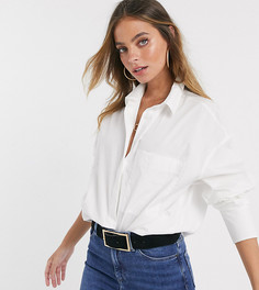 Белая рубашка бойфренда с длинными рукавами ASOS DESIGN Petite-Белый