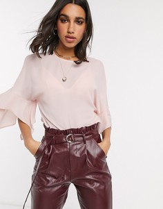 Светло-розовый топ с рукавами клеш ASOS DESIGN