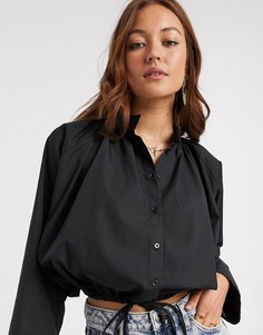 Черная рубашка с длинными рукавами ASOS DESIGN-Черный