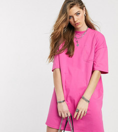 Ярко-розовое платье-футболка в стиле oversized с карманом ASOS DESIGN Tall-Розовый