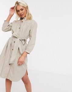 Коричневое платье-рубашка с поясом French Connection-Коричневый