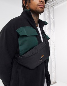Черная сумка-кошелек на пояс с вышивкой ASOS DESIGN-Черный